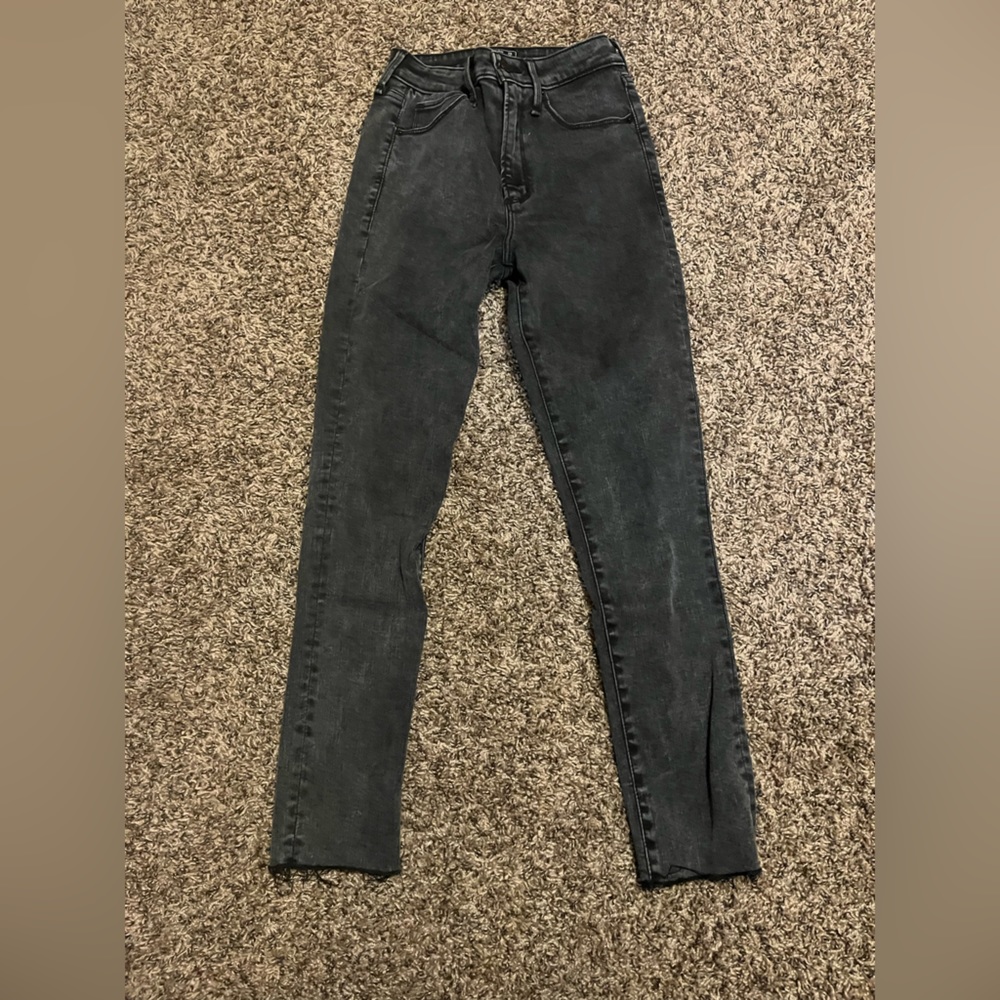 High Rise Black Distress Skinny Jeans